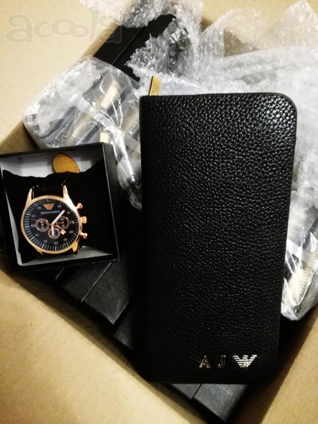 Часы Emporio Armani и кожаное портмоне Armani