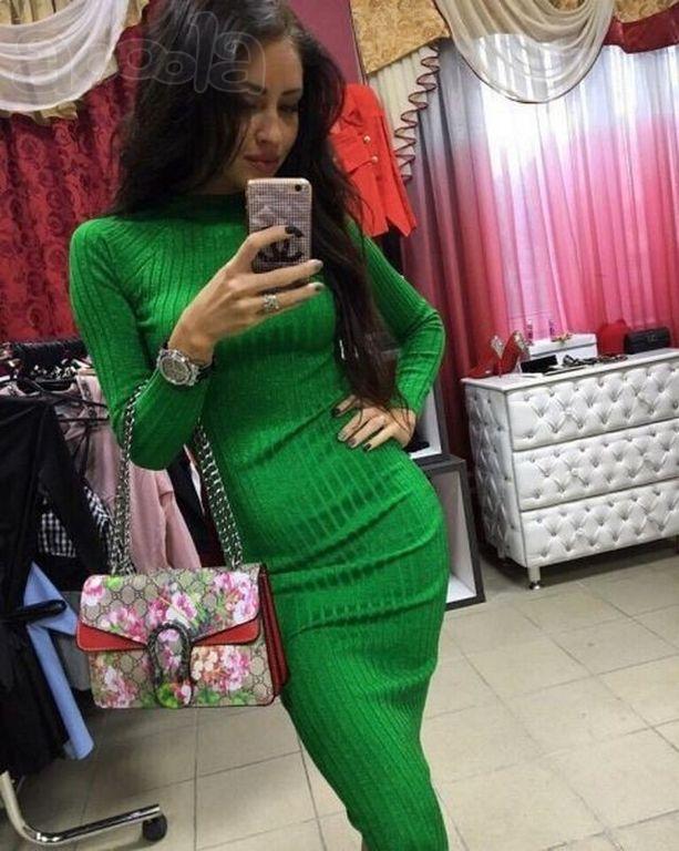 Вязаное теплое платье Лапша