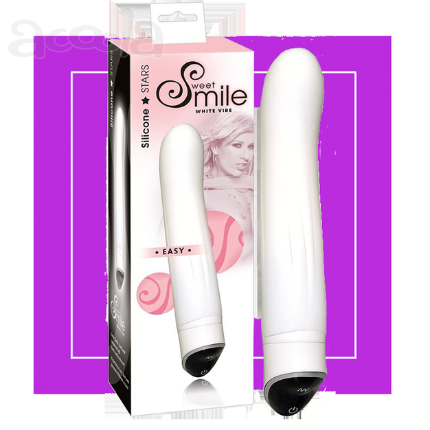 БЕЛОСНЕЖНЫЙ ВИБРАТОР SMILE EASY ИЗ СИЛИКОНА - 22 СМ от Love Monster