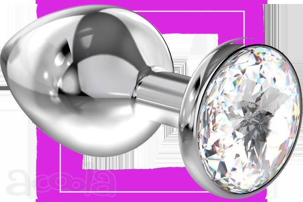 БОЛЬШАЯ СЕРЕБРИСТАЯ ПРОБКА DIAMOND CLEAR SPARKLE LARGE С ПРОЗРАЧНЫМ КРИСТАЛЛОМ - 8 СМ. от Love Monster