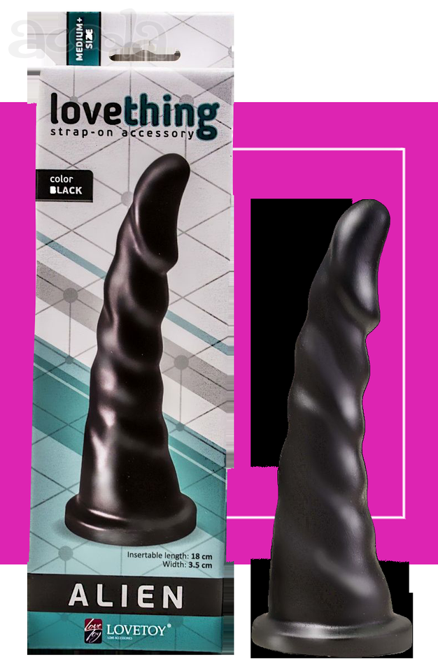 ЧЁРНАЯ НАСАДКА СО СПИРАЛЕВИДНЫМ РЕЛЬЕФОМ - 18 СМ. от Love Monster