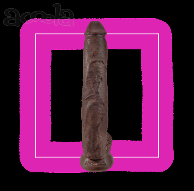 КОРИЧНЕВЫЙ ФАЛЛОИМИТАТОР-ГИГАНТ 14" COCK WITH BALLS - 37,5 СМ. от Love Monster