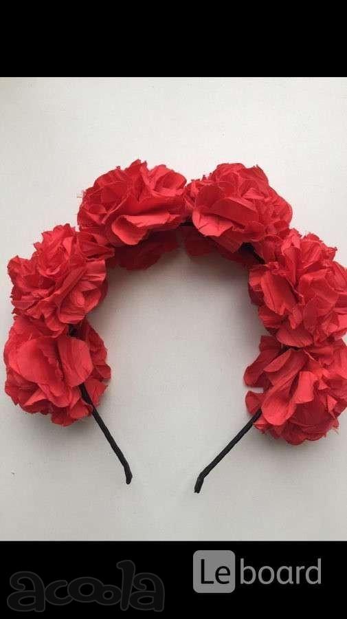 Ободок на волосы в стиле dolce&gabbana красный цветы розы украшение бижутерия аксессуары